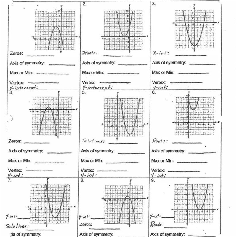 100 pointss pls help!!!! characteristics of a quadratic function worksheet-example-1