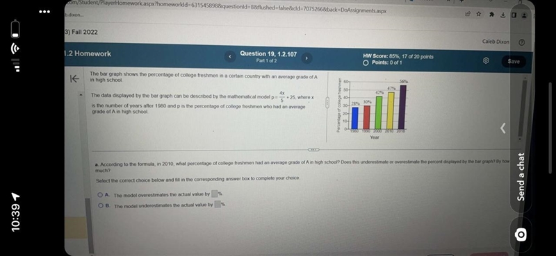 The bar graph shows the percentage of college freshmen in a certain country with an-example-1