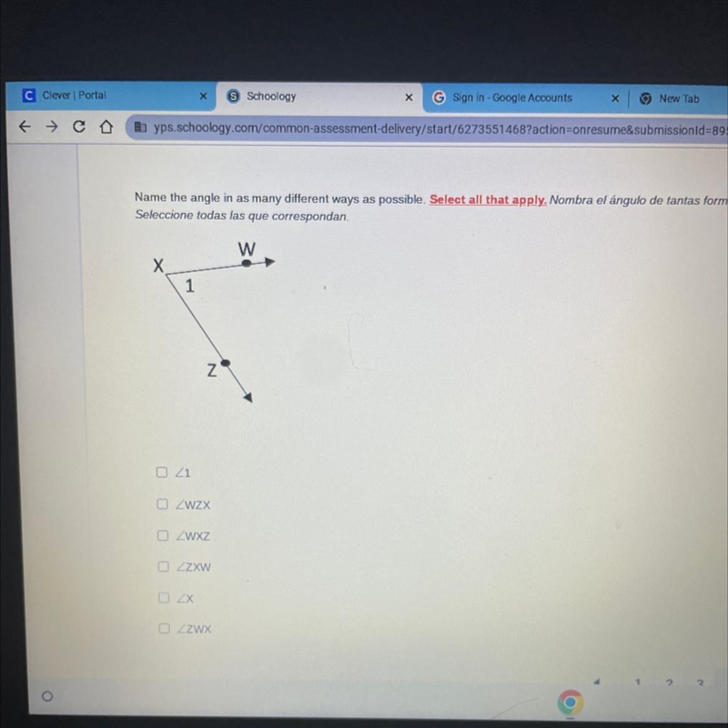 Name the angle in as many different ways as possible.-example-1