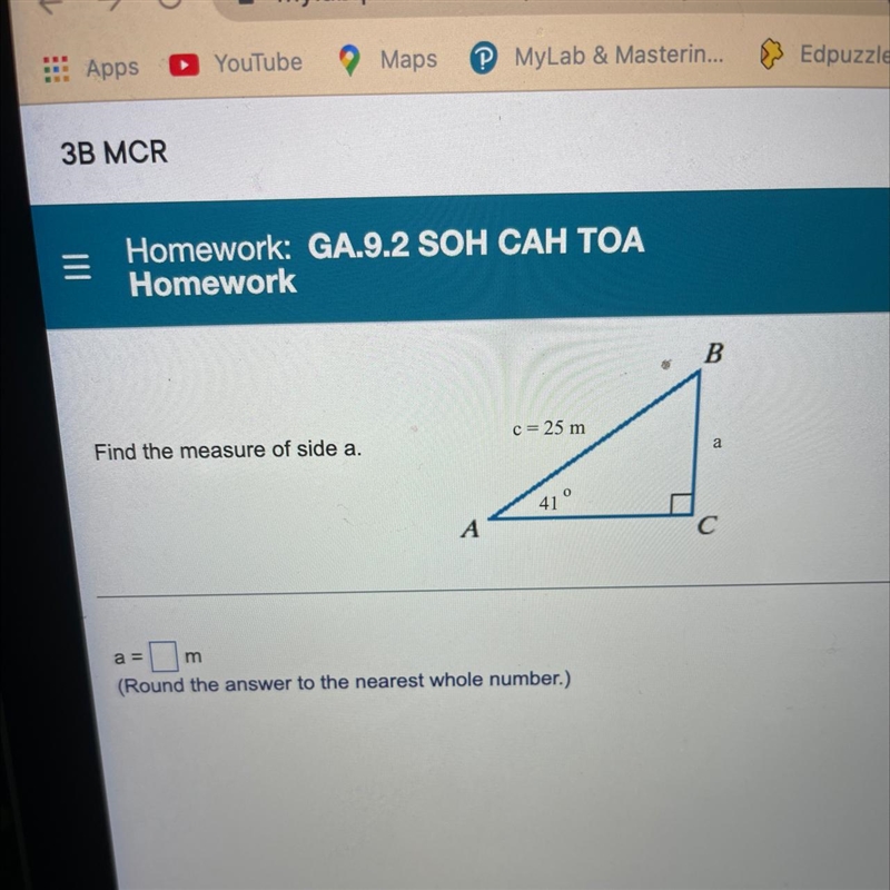 Hello how do I find The measure of side a-example-1