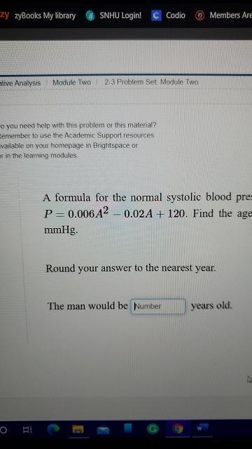 A formula for the normal systolic blood pressure for a man age A, measured in mmHg-example-1