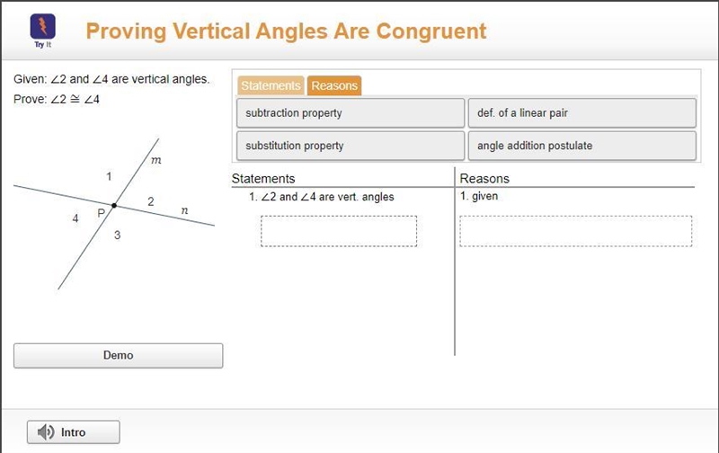 Proving Vertical Angles Are Congruent-example-2