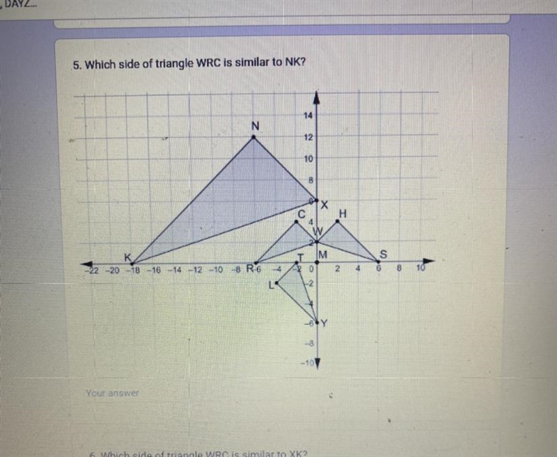 Which side of triangle WRC is similar to NK?-example-1