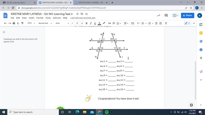 A. Refer to the measures of two angles that are given. b. Find the measures of all-example-1