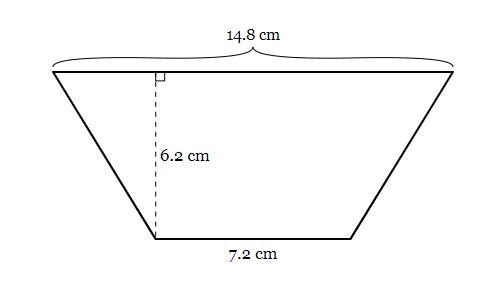 What is the area, in square centimeters, of the isosceles trapezoid below?-example-1