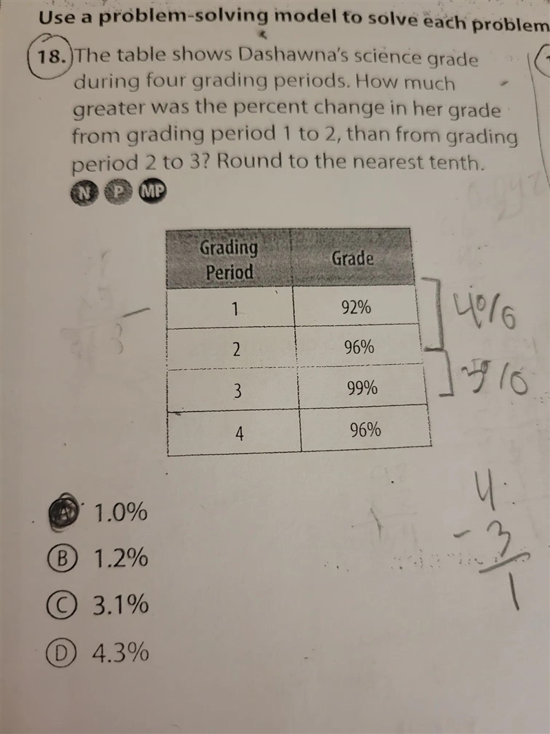 The table shows deshawna's science grade during four grading periods. How much greater-example-1