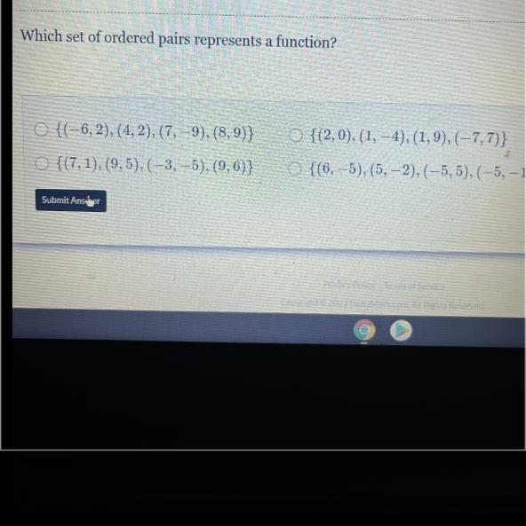 Which set of ordered pairs represents a function?-example-1