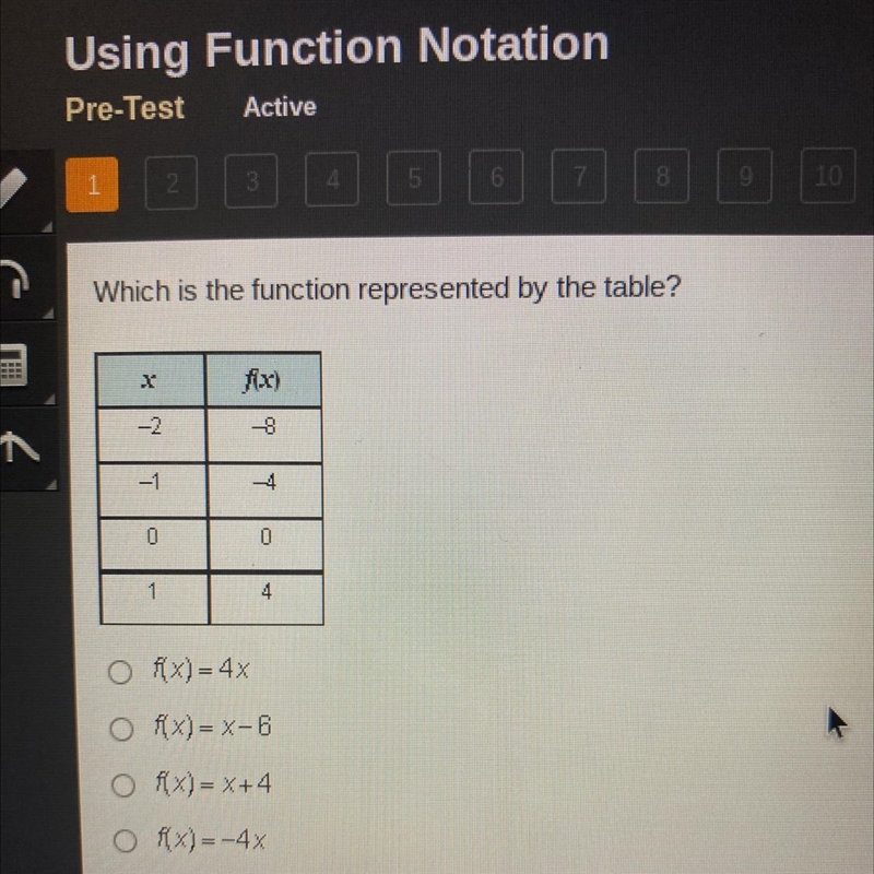 Which function represents by the table-example-1