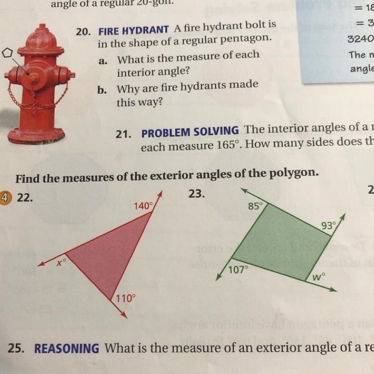 Find the measures of the 4 22. 140° to 110° i just need 22 and 23 pls-example-1