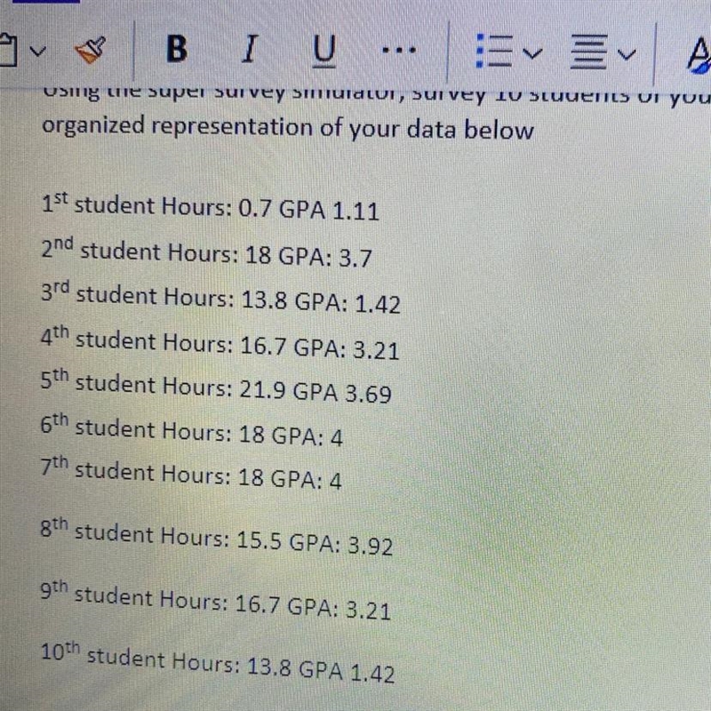 Student Guide (continued) 1) Using the regression calculator in your tool bar, create-example-1