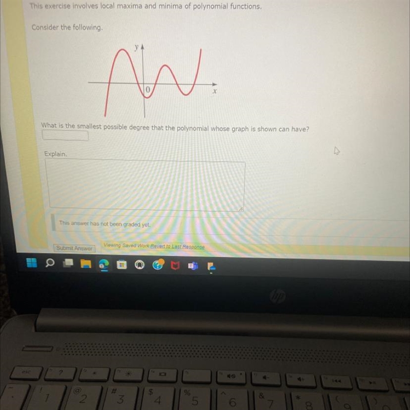 What is the smallest possible degree that the polynomial can have and why?-example-1