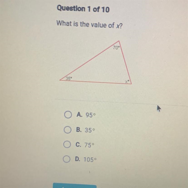 What is the value of x? 70° 35⁰ Xº-example-1