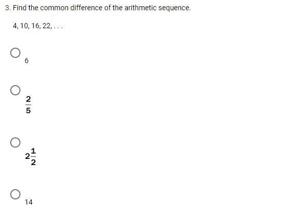 Find the common difference of the arithmetic sequence. 4, 10, 16, 22, . . .-example-1