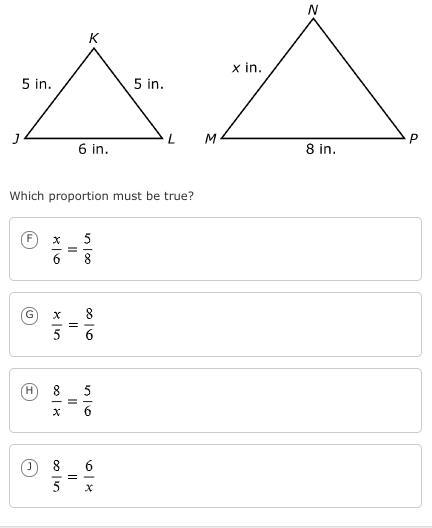 Triangle JKL and triangle MNP are similar.-example-1