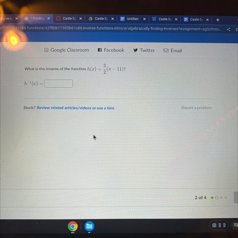 What is the inverse of the function h(x) = 3 over 2 (x-11)-example-1