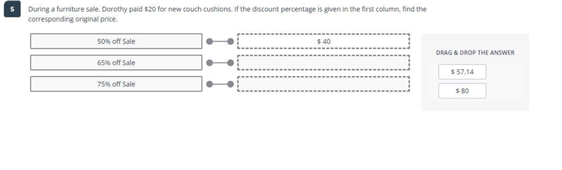 During a furniture sale, Dorothy paid $20 for new couch cushions. If the discount-example-1