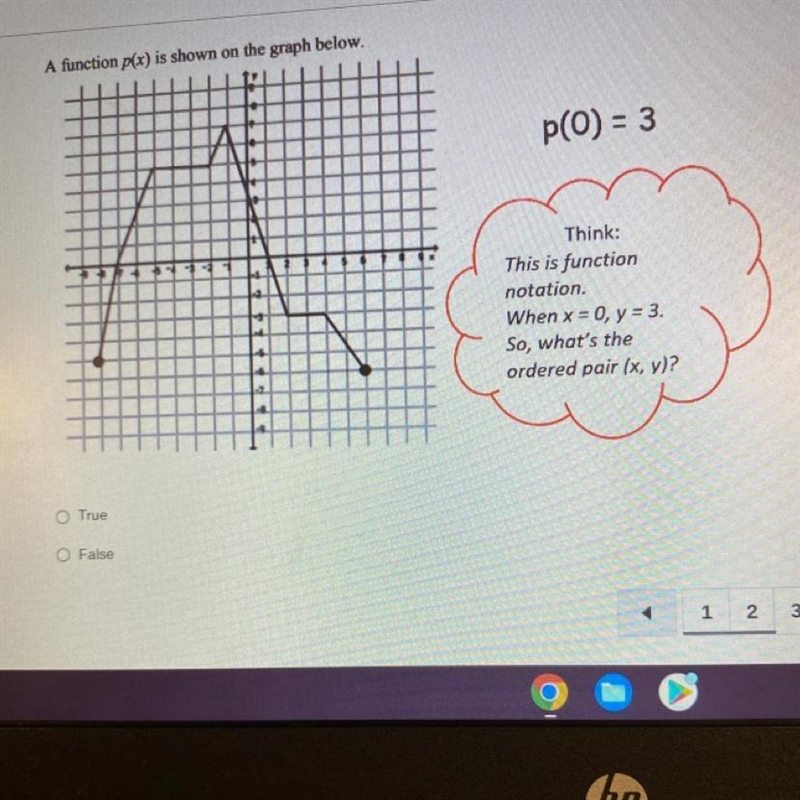 A function p(x) is shown on the graph below. O True O False-example-1