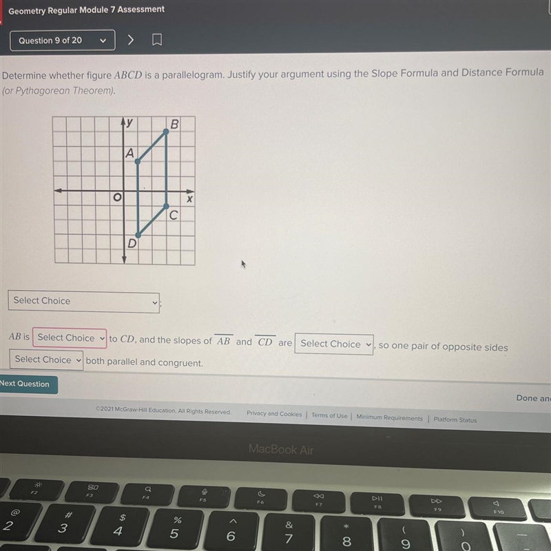 Determine whether figure ABCD is a parallelogram (let me know if you need to see the-example-1