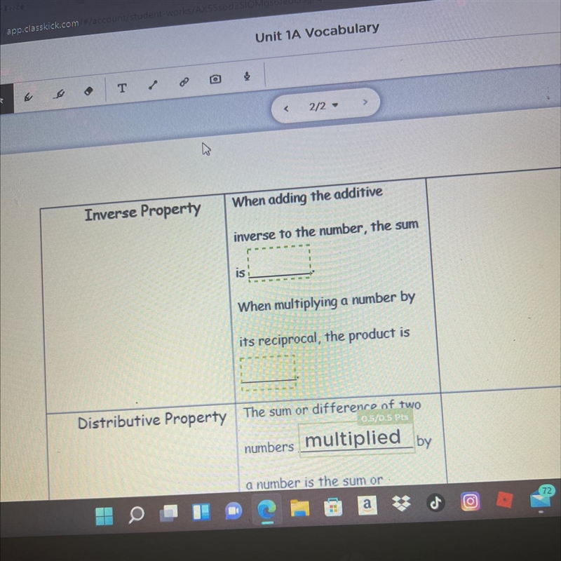 Inverse Property When adding the additive inverse to the number, the sum is_______. When-example-1