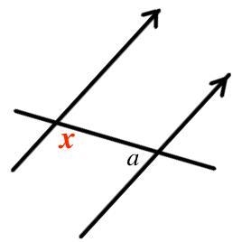 The angle marked a = 75°. Work out the value of x. The diagram is not drawn accurately-example-1