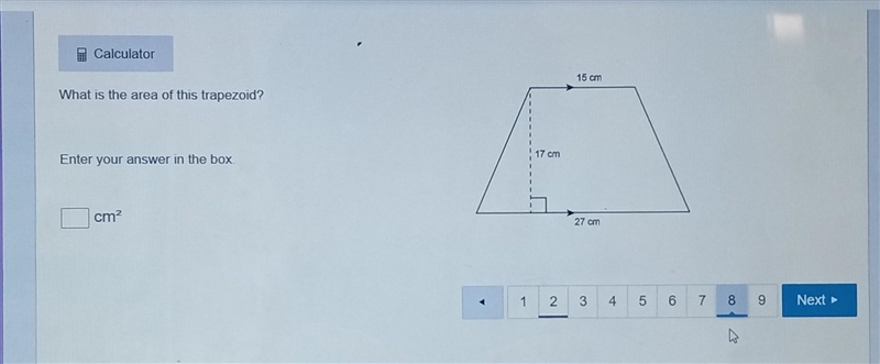 What is the area of this trapezoid? Enter your answer in the box. ​-example-1