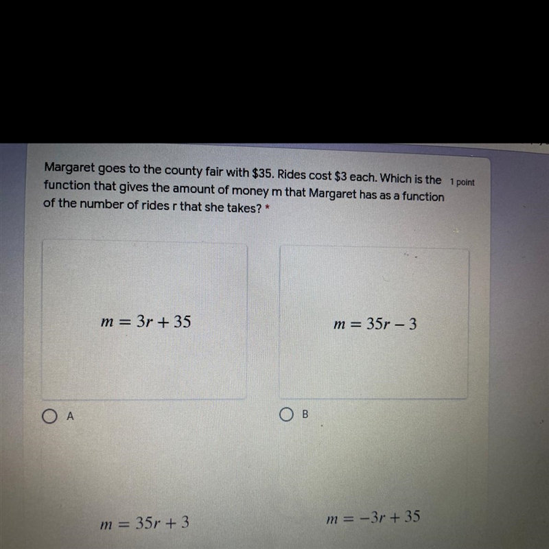 Which is the function that gives the amount of money m that Margaret has as a function-example-1