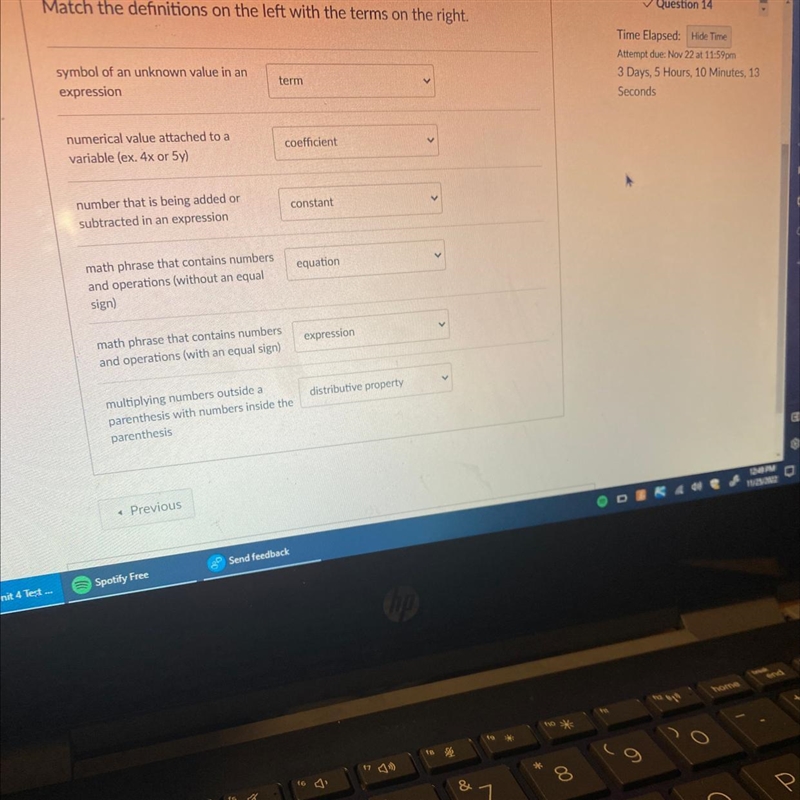 Match the definitions on the left with the terms on the right. Just want to make sure-example-1