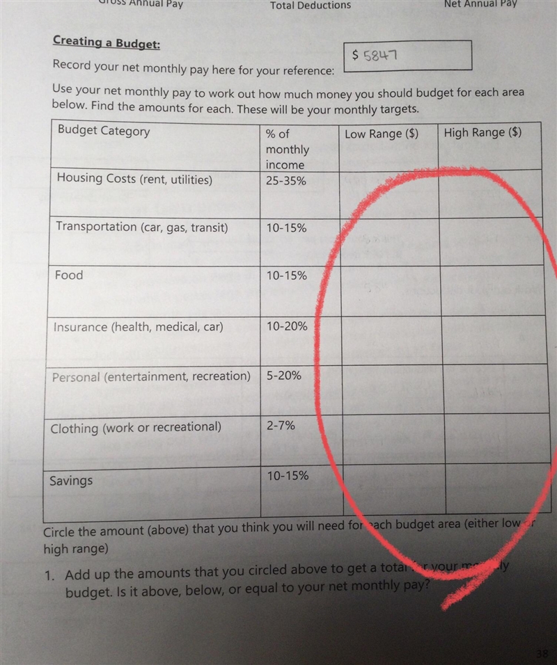 What am I suppose to do here? What is High range and Low range?-example-1