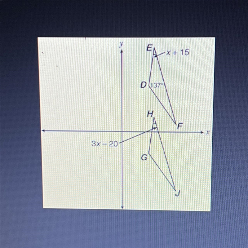 20. Olivia translated triangle DEF 4 units vertically to form triangle GHJ. If Olivia-example-1