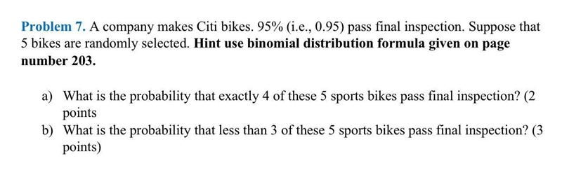 Binomial distribution formula with parameters regarding probability Final bike inspectionThe-example-1