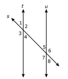 Lines t and u are parallel and intersected by transversal s. Which statement is true-example-1