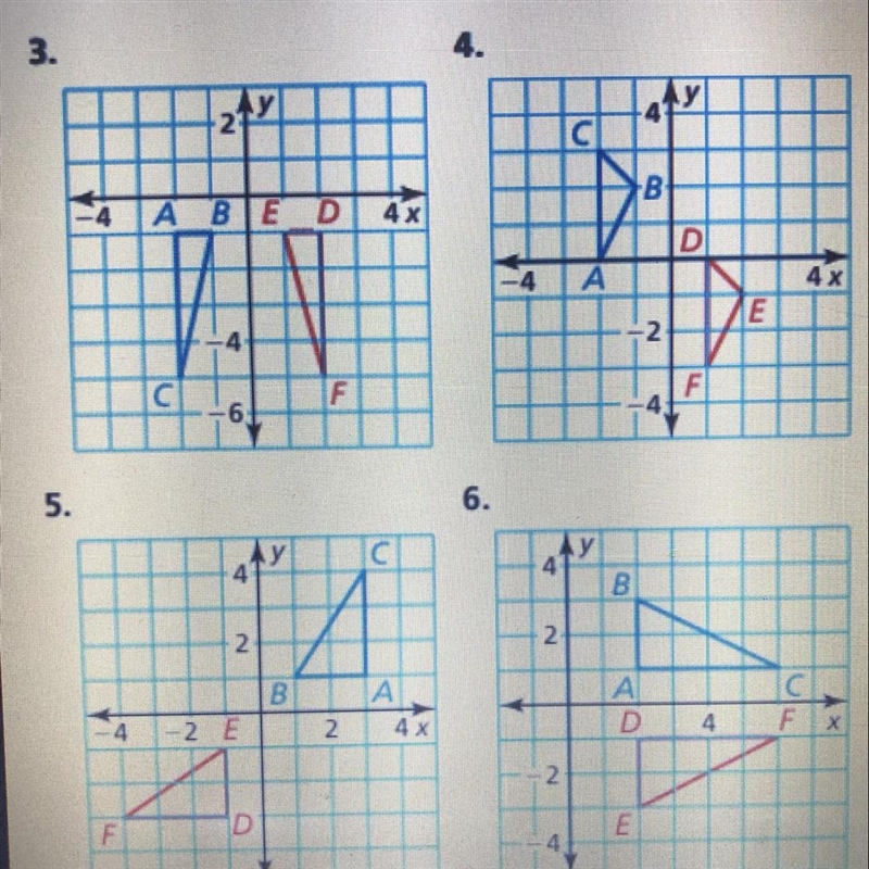 3 to 6 determine whether in the coordinate plane shows a reflection in the x-axis-example-1