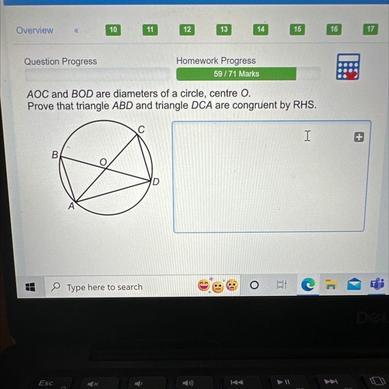 30 Points!!! AOC and BOD are diameters of a circle, centre O. Prove that triangle-example-1