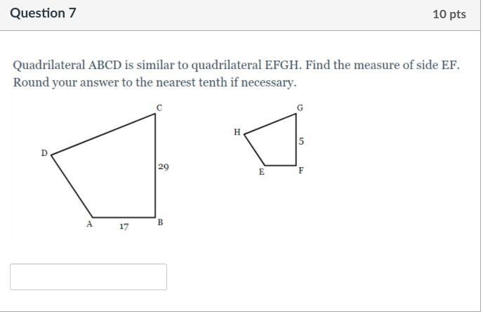 quadrilateral ABCD is similar to quadrilateral EFGH find the measure of side EF round-example-1