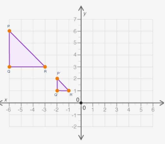 Triangle PQR is transformed to similar triangle P’Q’R’ What is the scale factor of-example-1