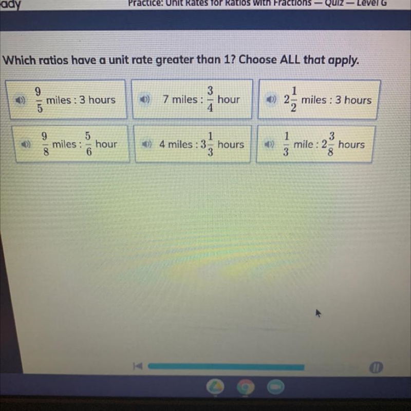 Which ratios have a unit rate greater than 1? Choose ALL that apply-example-1