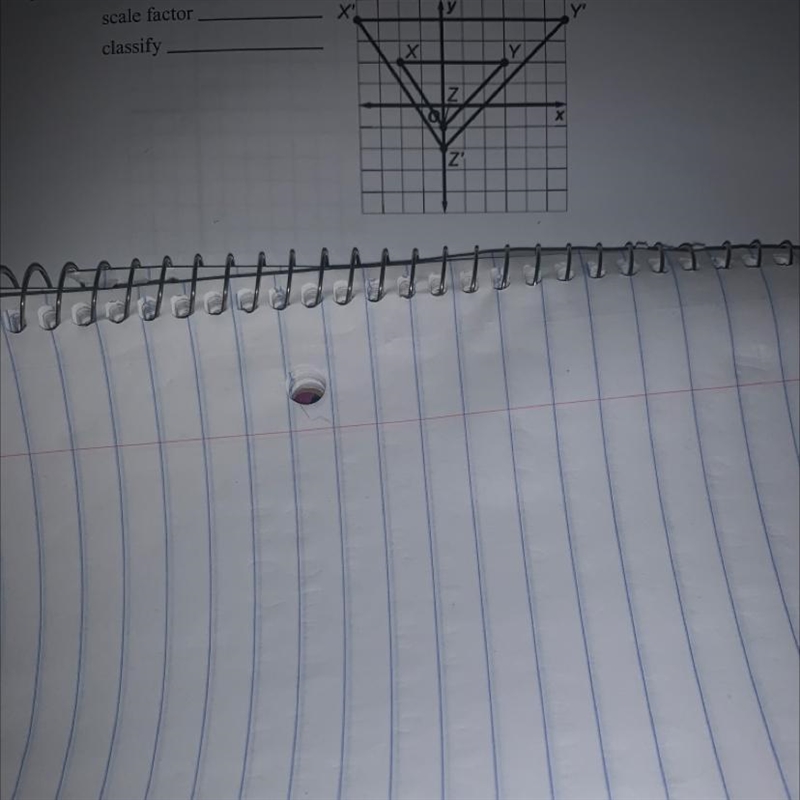 In the figure below, AX'Y'Z' is a dilation of AXYZ. Find the scale factor of the dilation-example-1