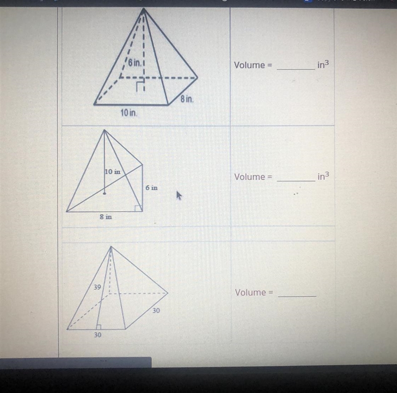 HURRRYYY PLEASEE determine the volume of the pyramids below-example-1