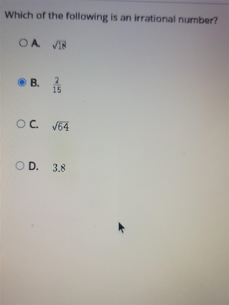 I need help Which of the following is an irrational number?​-example-1