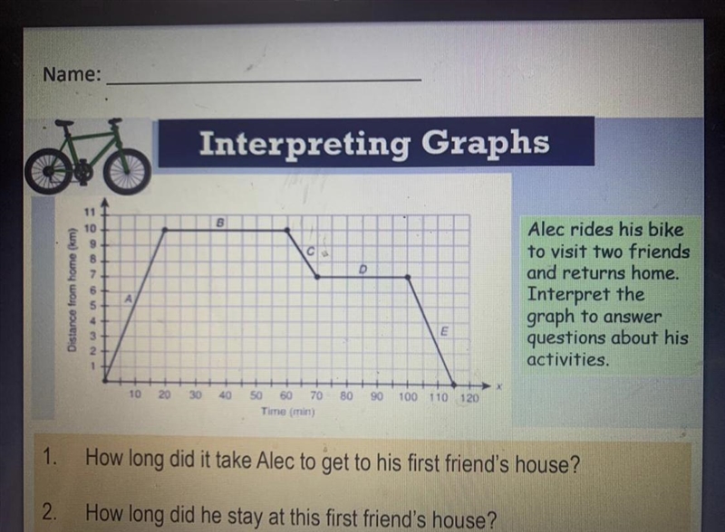 I NEED HELP ASAP!! Alex rides his bike to visit two friends and returned home. Interpret-example-1