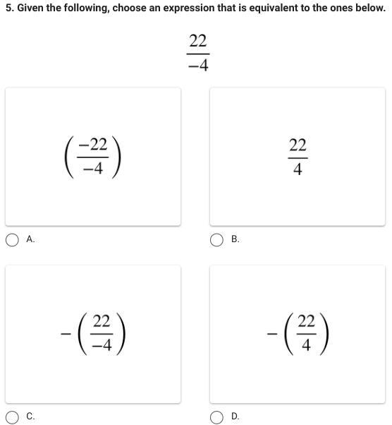 Given the following, choose an expression that is equivalent to the ones below?-example-1