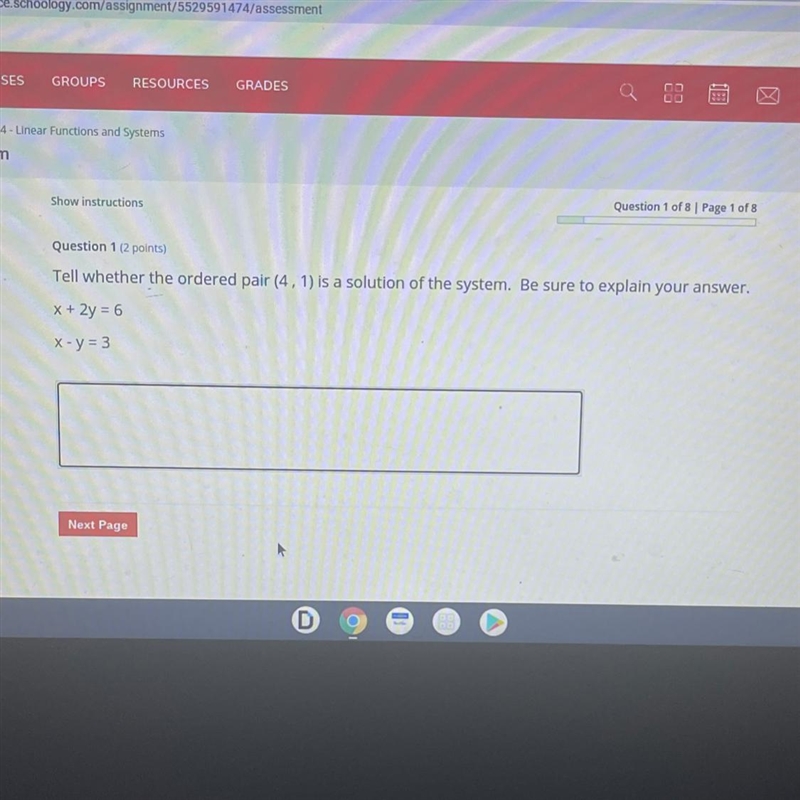 Tell wether the order pair (4,1) is a solution of the system-example-1