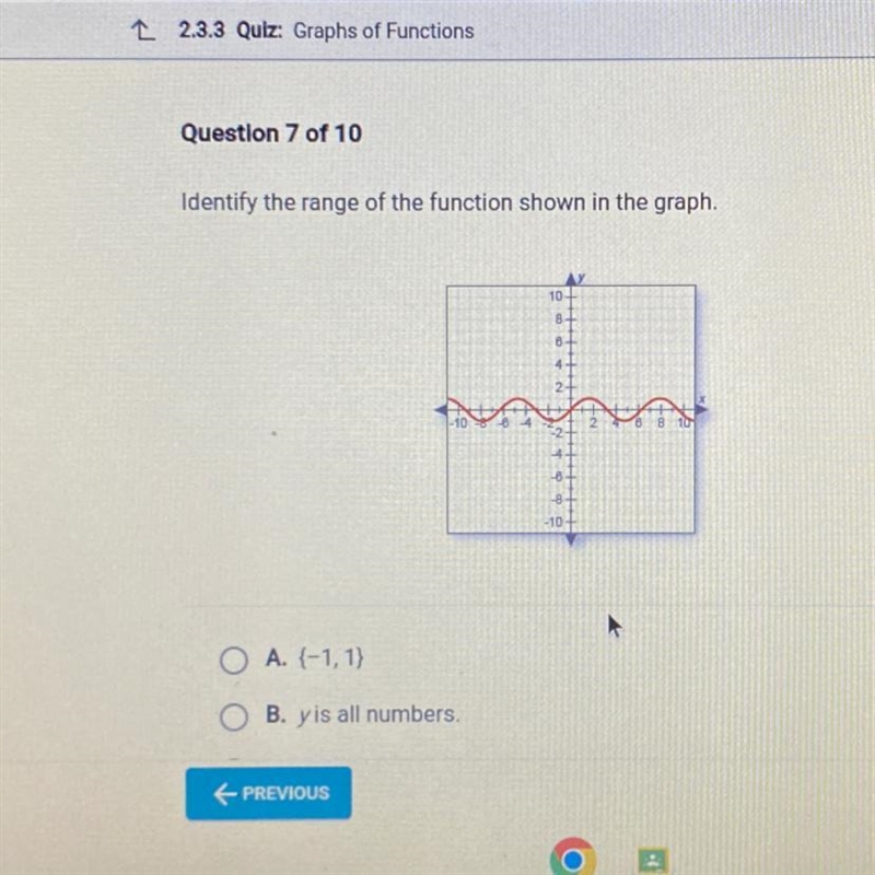 Identify the range of the function shown in the graph. what’s the answer?-example-1