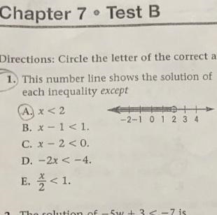 This number line shows the solution of each inequality except-example-1