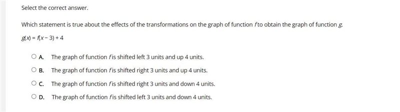 Select the correct answer. Which statement is true about the effects of the transformations-example-1