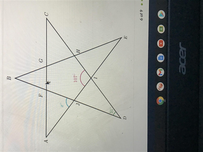 What is the measure of angle x Angels are not necessarily drawn to scale-example-1