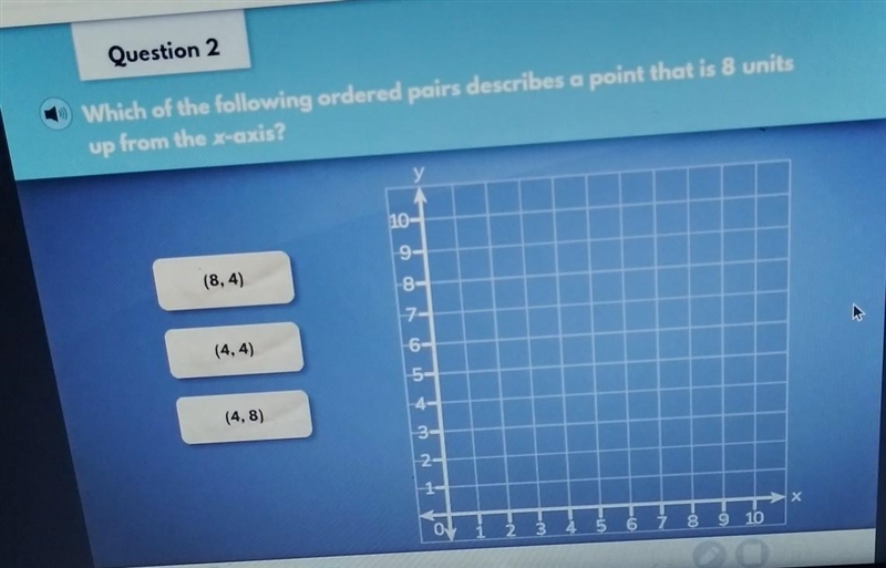 Which of the following ordered pairs describes a point that is 8 units UP from the-example-1