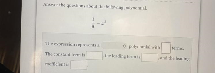 Answer the questions about the following polynomial. 19 coefficient is - The expression-example-1