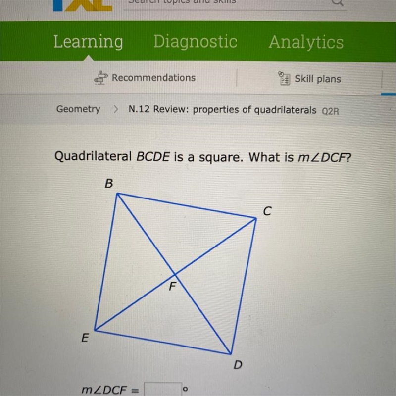 Quadrilateral BCDE is a square. What is mZDCF?-example-1