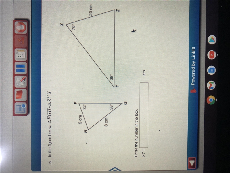 What is does XY= ____ cm??-example-1